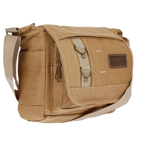 Christian Wippermann Damen Umhängetasche aus Canvas in Khaki - Stylische Umhängetasche aus robustem Canvas, ideal für Alltag und Freizeit. Mit praktischem Reißverschluss und mehreren Fächern für optimalen Stauraum.
