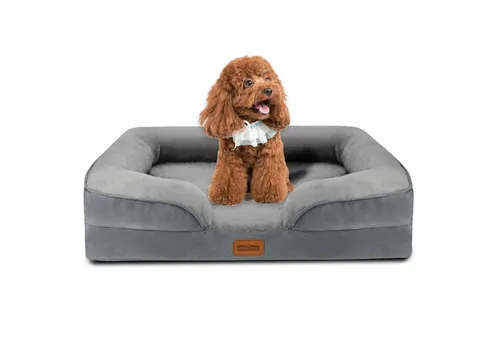 Nobleza Orthopädisches Hundebett 71x58x17 cm – Memory Foam, waschbar & rutschfest, grau - Hochwertiges Hundebett mit Memory Foam für optimalen Komfort und Unterstützung. Die rutschfeste Unterseite sorgt für Stabilität, während der waschbare Bezug die Pflege erleichtert. Ideal für kleine und mittelgroße Hunde.