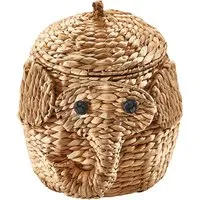 Kobolo Aufbewahrungskorb Elefant - Dekokorb aus hochwertiger Wasserhyazinthe, handgefertigt mit einem verspielten Elefantenmotiv - ideal für die Aufbewahrung von Spielzeug und sorgt für ein aufgeräumtes Kinderzimmer.