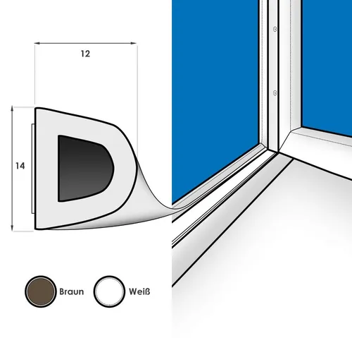 DQ-PP Türdichtband - Fensterdichtung 20 Meter, selbstklebend - Dichtungen: Hochwertige, selbstklebende Fenster- und Türdichtungen in verschiedenen Profilen (E, D, I, P, V) für dauerhafte Abdichtung, die Heizkosten spart und Zugluft reduziert.