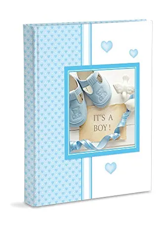 Fotoalbum, Himmelblau, Geburt für Kinder, mit Tagebuch, 23 x 30 cm, 56 weiße Seiten und 4 personalisierbare Tagebuchseiten, dicke und robuste Kartonseiten von Pergamino