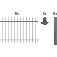 ALBERTS Zaun-Grundset Chaussee, anthrazit (120 cm) - Zäune & Tore - modernes Zaunsystem mit klassisch geformten Spitzen für optimalen Schutz und hochwertige Kunststoffbeschichtung für Langlebigkeit.