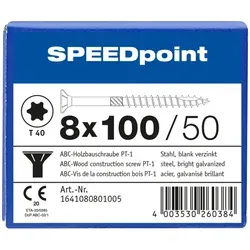 SPAX SPEEDpoint Holzbauschraube Senkkopf T40 Teilgewinde Schabenut A2J 8x100mm (50)