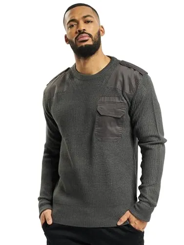 Brandit BW Pullover - Anthrazit, Größe M48-50 - Pullover für Herren mit verstärkten Ellenbogen und Schultern, ideal für Outdoor-Aktivitäten und robuste Einsätze.