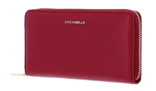 COCCINELLE Leder-Geldbörse in Rot - Stilvolles Design für jeden Anlass - Portemonnaie aus hochwertigem Leder mit praktischem Reißverschluss, 4 Scheinfächern und 6 Kartenfächern für optimale Organisation.