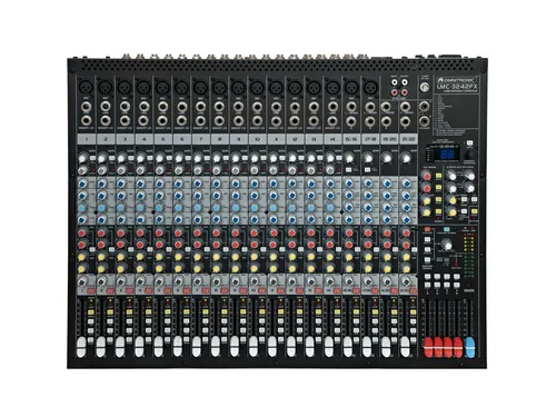 OMNITRONIC LMC-3242FX USB Mischpult - Professionelles Mischpult mit British-EQ, 14 Mono-Kanälen, und USB-Interface für einfache Aufnahmen. Ideal für Live-Auftritte und Studioaufnahmen dank herausragender Audioqualität und umfangreicher Effekte.