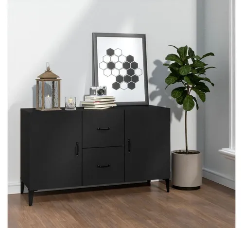 furnicato Sideboard Schwarz 100x60x36 cm, stilvolles Wohnzimmermöbel