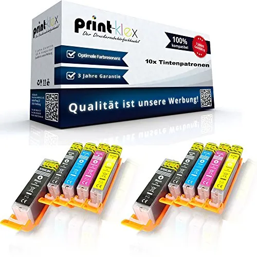 10x Print-Klex XXL Tintenpatronen kompatibel für Canon Pixma TS 5000 TS 5050 TS 5051 TS 5052 TS 5053 TS 5055 TS 6000 PGI 570 CLI 571 PGI570 CLI571