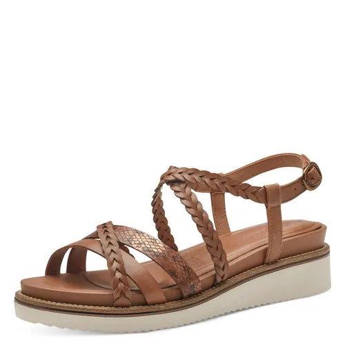 Tamaris Sandalette 28207 - Trendige Damen Sandaletten von Tamaris mit pflegeleichtem Lederobermaterial. Das weiche Fußbett sorgt für hohen Tragekomfort und macht sie zum idealen Begleiter für stilvolle Looks.