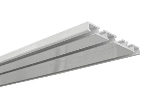 GARDINIA Aluminium-Vorhangschiene 3-läufig 150 cm - Einzelfensterstangen mit robuster 3-läufiger Aluminiumschiene, pulverbeschichtet und nur 7 mm hoch. Ideal für eine einfache Montage und hochwertigen Halt.
