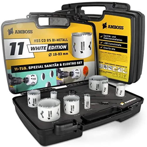 Amboss M 42 Bi-Metall Lochsägen Set Ø 19-83 mm (11-teilig) | Für Aluminium, Stahl, Gipskarton, Holz etc.