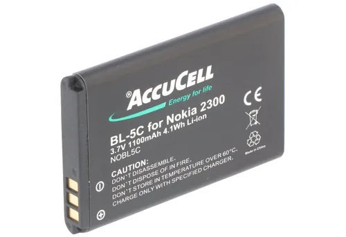 AccuCell AccuCell Akku passend für Nokia 6030, BL-5C, 1100mAh Akku 1100 mAh (3,7 V)