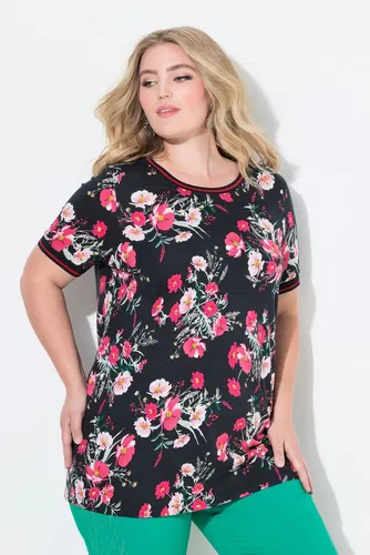 MIAMODA T-Shirt T-Shirt Blumenmuster Streifenbündchen Halbarm