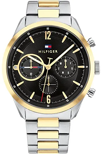 TOMMY HILFIGER Mod. MATTHEW 1680665 - Elegante Herrenarmbanduhr - Herrenuhr aus Edelstahl mit schwarzem Ziffernblatt, präzisem Quarzwerk und wasserdicht bis 5 ATM. Perfekt für jeden Anlass und stilvolle Outfits.
