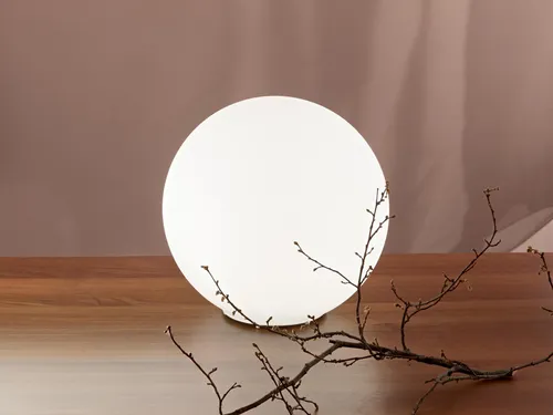 meineWunschleuchte Tischleuchte Kugel - Elegante 1-flammige Bodenlampe - Minimalistische Tischleuchte mit satiniertem Glaskugel-Design, ideal für stilvolle Akzente. Höhe 36cm, Durchmesser 35cm, dimmbare E27 LED inklusive für stimmungsvolles Licht.