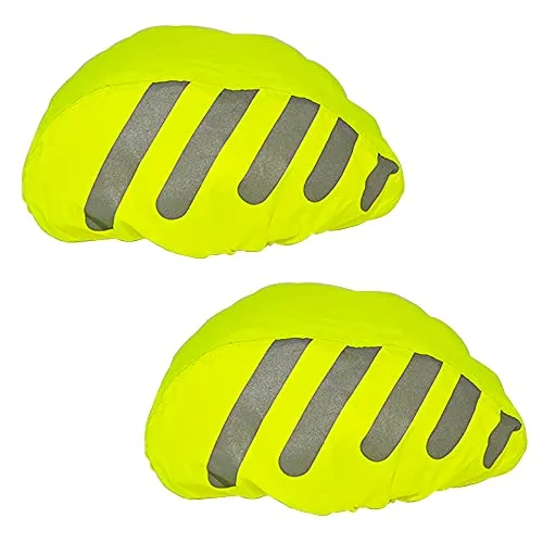 2x Helmüberzug Fahrradhelm Regenschutz Regenhaube Regenüberzug Sichtbarkeit NEON