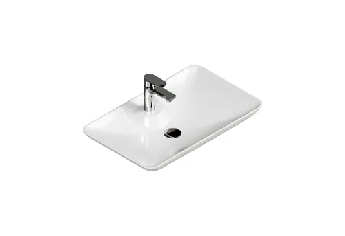 Aqua Bagno Aufsatzwaschbecken 64 cm weiß glänzend - Waschbecken aus hochwertiger Keramik mit glatter Oberfläche, ideal für moderne Badezimmer. Das flache Design passt auf jedes Badmöbel und ermöglicht vielseitige Kombinationsmöglichkeiten.