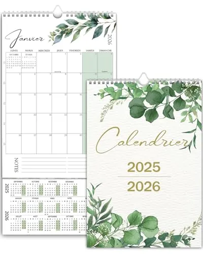 32 x 22 cm,Familienkalender von Jul. 2025 bis Dez. 2026 Wandkalender/Adventskalender/Monatsplaner für Zuhause oder Büro Französisch) Magnetischer Kalender für Kühlschrank 2025 2026 (18 Mo