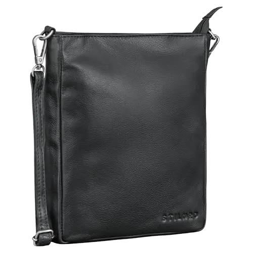 STILORD 'Dahlia' Leder Umhängetasche Damen Mittel-Groß Ledertasche Crossbody Bag Modern Handtasche für Frauen Elegante Schultertasche Freizeittasche zum Umhängen Echtleder, Farbe:schwarz