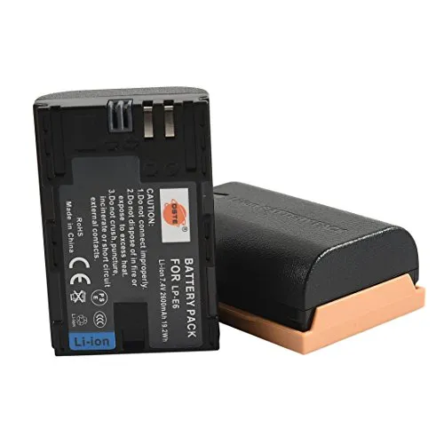 DSTE 2X LP-E6 Li-Ionen Akku Kompatibel für Canon EOS 5D Mark II, EOS 5D Mark III, EOS 6D, EOS 5DS, EOS 7D, EOS 60D, EOS 60Da, EOS 70D Kameras als LP-E6N