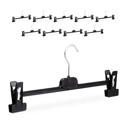 Drehbare Kunststoff Hosenbügel - 50 Stück - Praktische Klammerbügel aus robustem Kunststoff, drehbar und verstellbar für optimalen Halt. Ideal zur platzsparenden Aufbewahrung von Hosen.