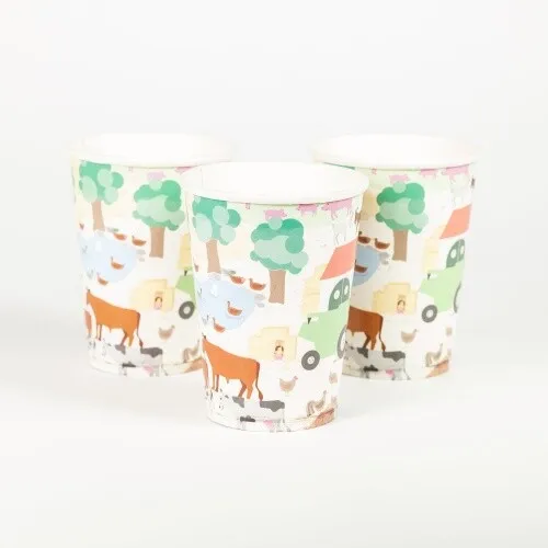 Pappbecher Bauernhof, 200ml, 8 Stück