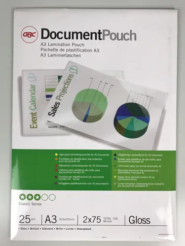 GBC Laminierfolientaschen Format: A3 75 µm Mikron 25 Stück Laminierfolie KR4-LL