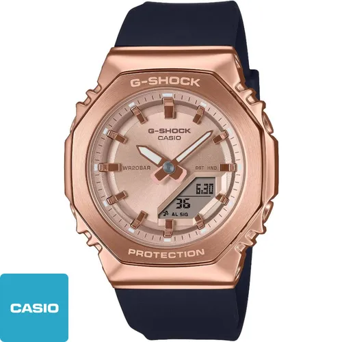 Casio Watch GM-S2110PG-1A4ER - Armbanduhr für Damen mit stilvollem Rosagold-Gehäuse, umfangreichen Funktionen wie Stoppuhr und Alarm, sowie 20 bar Wasserdichtigkeit – ideal für jeden Anlass.