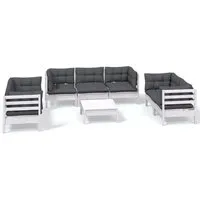 vidaXL 8-tlg. Garten-Lounge-Set mit Kissen aus Kiefer - Gartenmöbel-Set aus robustem Kiefernholz, ideal zum Entspannen im Freien. Mit bequemen Kissen und modularer Bauweise für individuelle Gestaltung.