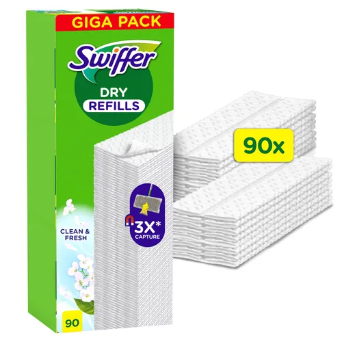 Swiffer Trocken Wischtücher Nachfüllpack, 90er Wischtücher mit Duft