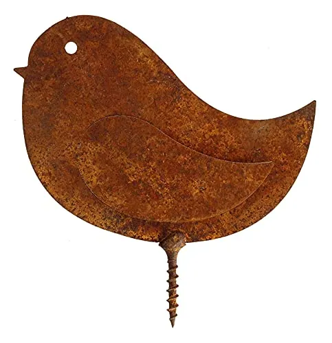 Manufaktur Lichtbogen Rost Gartenfigur Vogel zum Einschrauben