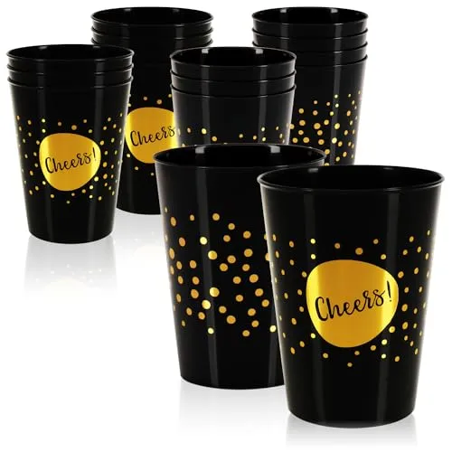 com-four® 16x Mehrweg Trinkbecher für Party, Camping und unterwegs - wiederverwendbar und spülmaschinengeeignet - Kunststoffglas - Plastikbecher - Festivalgeschirr - Wasserglas [Auswahl variiert]