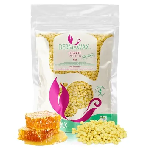 Dermawax Honig Wachsperlen – Professionelle Haarentfernung für große Körperzonen (Beine, Rücken, Bikini) & Intimbereich – Schnelle Anwendung ohne Streifen – Made in France (1 kg, Honig)