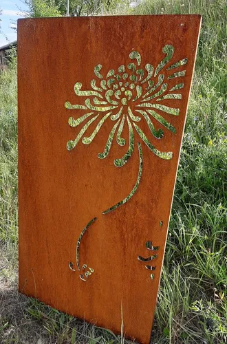 Gartenschild Sichtschutz Gartenstecker Edelrost Gartendeko Stele Windschutz Gras