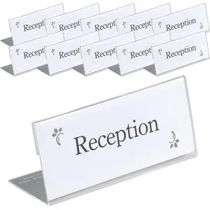 Durable Tischnamensschilder 805419, 61 x 150mm - Infotafeln, Namens-, Tür-, Infoschilder – 10 Stück aus Acryl, besonders standfest mit blanko Einsteckschildchen für individuelle Beschriftung.