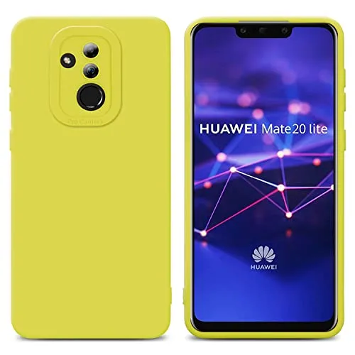 Cadorabo Hülle kompatibel mit Huawei Mate 20 LITE Schutzhülle TPU Silikon Case Liquid Design mit Kameraschutz Slim Kratzfest Weiche Gummi mit Rundumschutz Case Hülle für Huawei Mate 20 LITE in Gelb