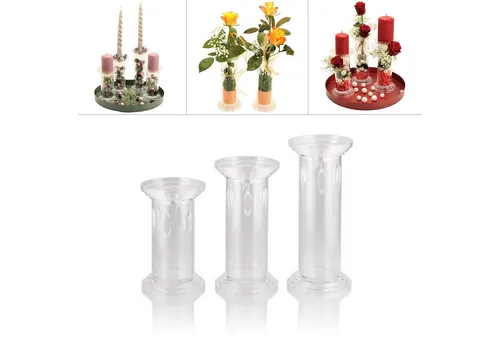 Online-Fuchs Kerzenhalter Gestecke und Vasen als Kerzenständer von Velou ® zum Dekorieren (Kreativ, zum selber gestalten, verschiedene Höhen (14, 16,5 und 19,5 cm) und Anzahl wählbar), aus Plastik, transparent, wasserdicht