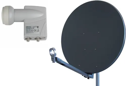 Gibertini Alu-Antenne OP 85 SE in hellgrau - SAT-Antenne mit Aluminium-Reflektor und verzinkter Stahl-Masthalterung, ideal für optimalen Empfang und Langlebigkeit.