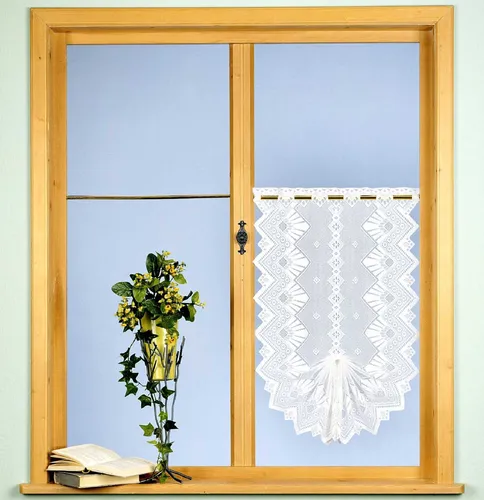 Weckbrodt Scheibengardine London, halbtransparent - Scheibengardine mit Schwalbenschwanz, 90x52cm, aus pflegeleichtem Polyester, ideal für stilvolle Fensterdekoration und sorgt für sanftes Licht im Raum.