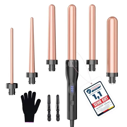 Lockenstab Große und Kleine Locken Set mit einstellbarer Temperatur