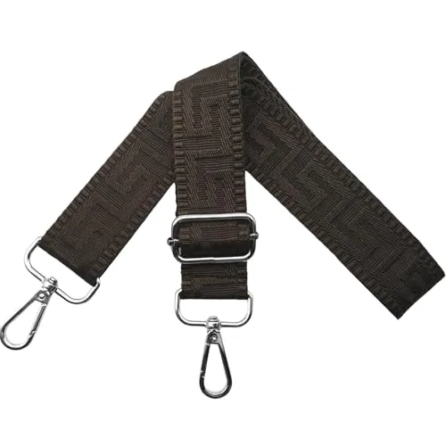 Schultergurt für Tasche Taschengurte zum Wechseln, Verstellbar Taschengurt Breit 3.8cm mit Silber Karabiner - Taschenband Schulterriemen Tragegurt für Handtaschen Damen, Dunkel Kaffee, K32