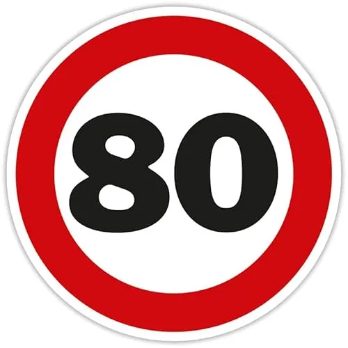 Blechschild 80. Geburtstag - Rundes Verkehrsschild - Wand- & Türschilder, stabiles Blech mit wertiger Ausführung, ideal für einen besonderen 80. Geburtstag. Weitere Motive verfügbar!