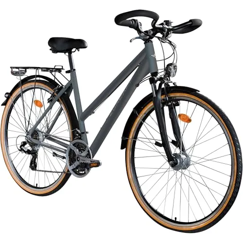 Zündapp T700 Trekkingrad Damen Herren 28 Zoll ab 160 cm Fahrrad Trekking Rad 21 Gang StVZO Trekkingbike grau 50 cm - Grau