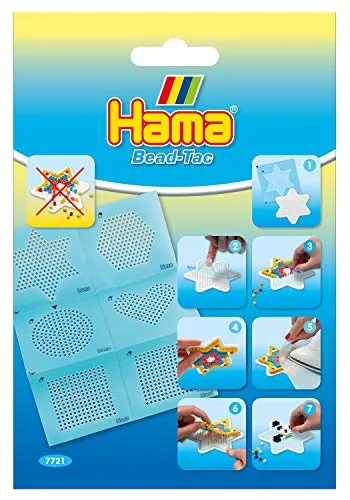Hama Perlen 7721 Bead Tack Haftfolie für Midi Bügelperlen mit Durchmesser 5 mm in 6 Formen, Zubehör für das Basteln mit Bügelperlen, wiederverwendbar