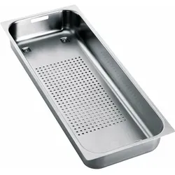 Franke Abtropfbecken 158x406 mm aus Edelstahl - Edelstahl Abtropfbecken für FRANKE Spülen der MYTHOS und MARIS Reihe, steigert die Funktionalität Ihrer Spüle. Maße: 160 x 405 x 55 mm, ideal für eine elegante und praktische Küchenausstattung.