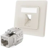 hb-digital Netzwerkdose Unterputz Einsatz 1 Port mit 1x Keystone Modul CAT 7 RAL9010