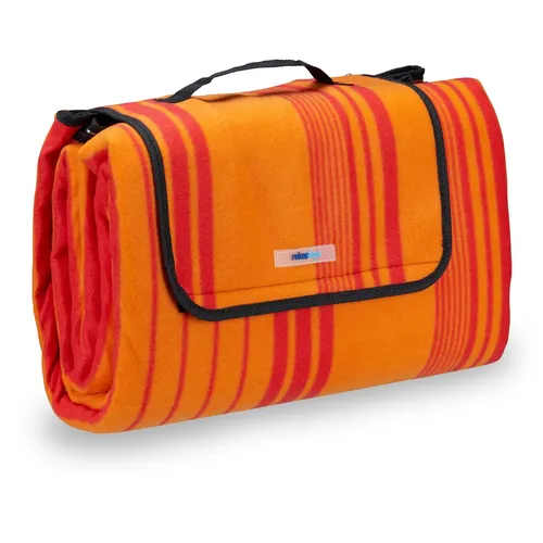 Picknickdecke 200x200cm orange gestreift von Relaxdays