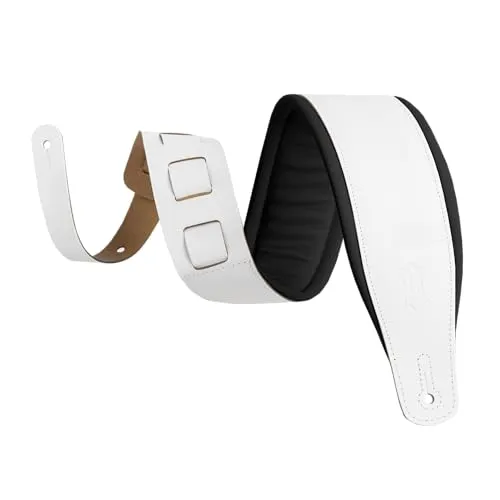 Levy's Leathers Amped Leather Series Gitarrengurte aus genarbtem Leder, 7,6 cm breit, Weiß und Schwarz Panda (M26PD-WHT_BLK)