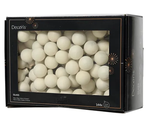 Kaemingk Weihnachtsbaumkugel, Weihnachtskugeln am Draht 2cm Glas 144 Stück - Wollweiß matt