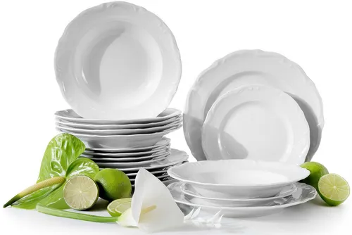 KONSIMO® Tafelservice CHODZIEZ MARIA TERESA Geschirrset - Elegantes 18-teiliges Geschirrset aus hochwertigem Premium-Porzellan für 6 Personen, mikrowellen- und spülmaschinengeeignet. Perfekt für stilvolle Dinneranlässe.